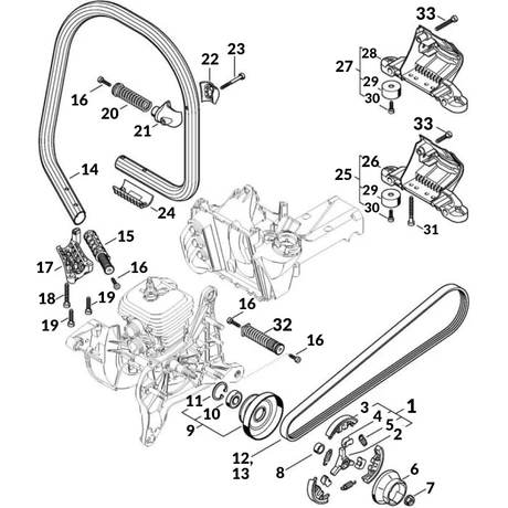 Stihl TS410 Parts Diagram - Clutch & Handle Bar Assembly