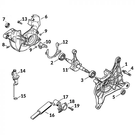 Stihl TS410 Parts Diagram - Crankcase Assembly