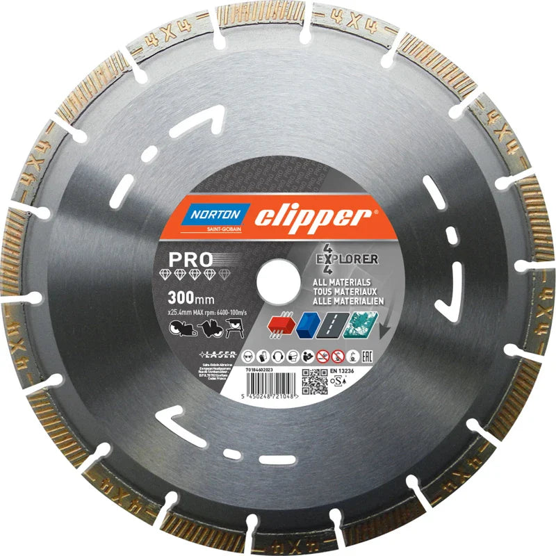 Clipper Pro 4x4 Explorer 350mm General Building Material Blade (20mm Bore)