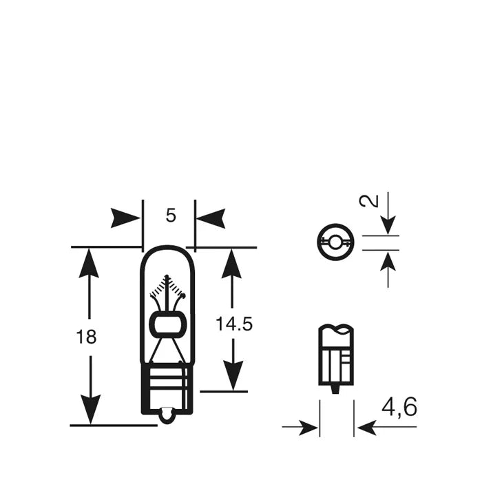 12V 1.2W W2 x 4.6D Capless Bulb