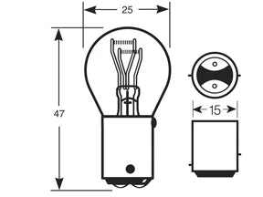 12V 21/5W BAY15D Bulb