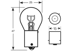 12V 21W (Amber) Bulb Base BAU15s