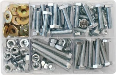 Mixed M10 (BZP) Setscrews,Nuts,Washers (Qty 150)