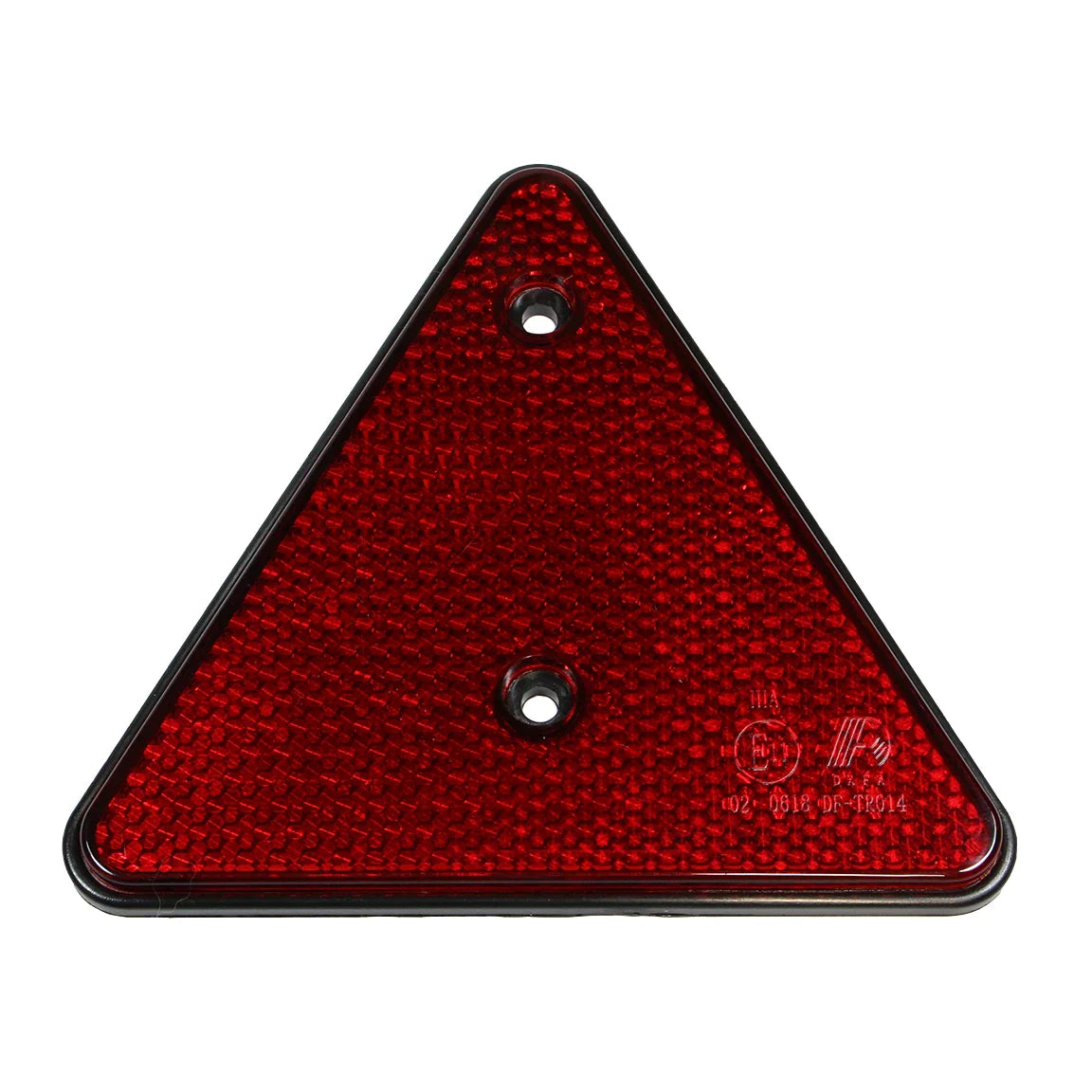 Red Triangular Reflector 153mm x 135mm 2 holes Ø 5mm Pitch: 70mm