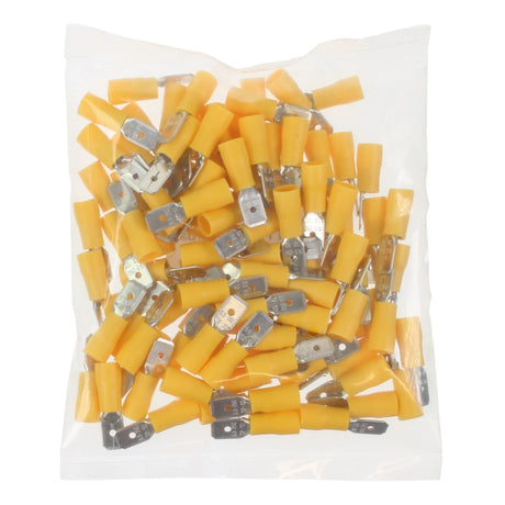 Yellow Male Tab Terminal 6.3mm Qty 100